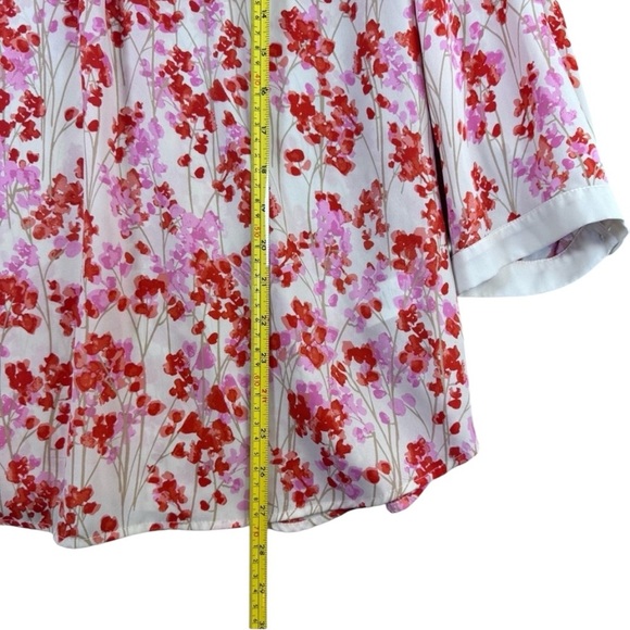 Talbots Pink and White Floral Women's Button up Blouse Large - Picture 8 of 13